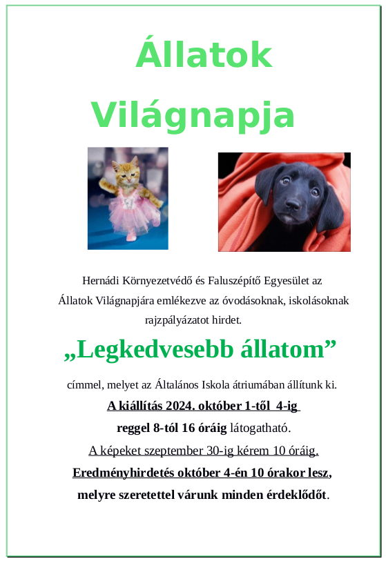 Állatok világnapja 2024