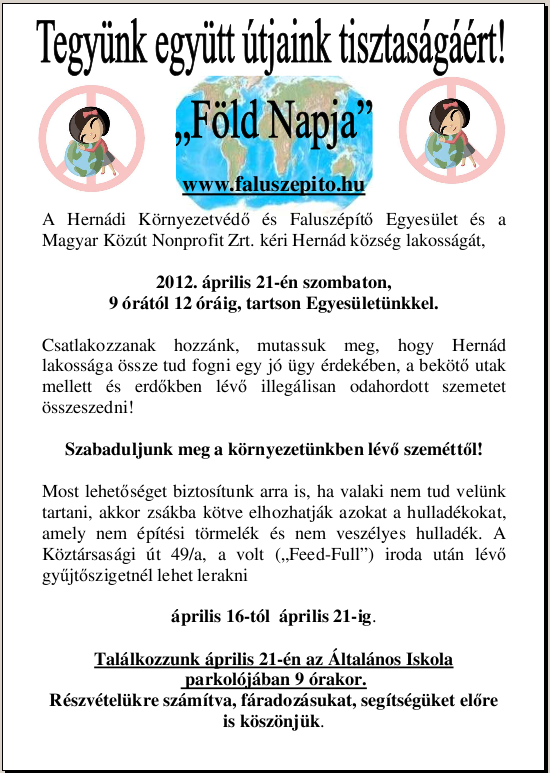 Tegyünk együtt útjaink tisztaságáért!