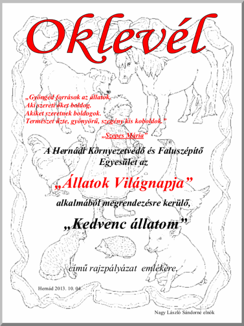 Rajzpályázat: Állatok világnapja