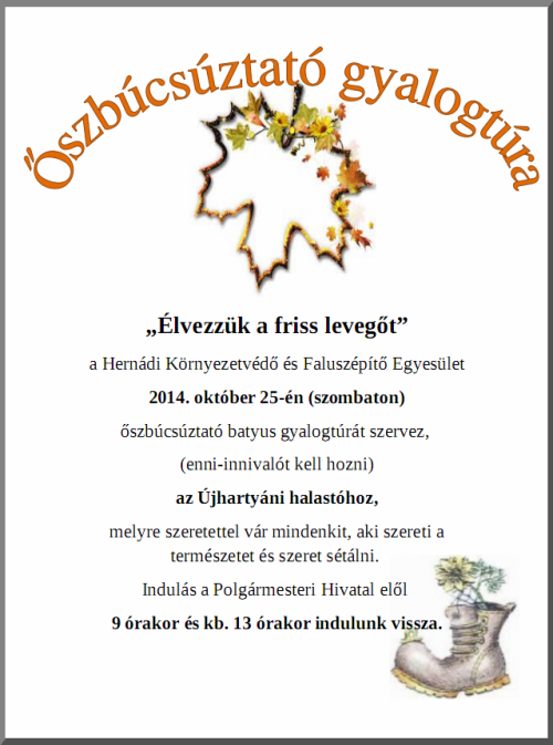 Őszbúcsúztató gyalogtúra
