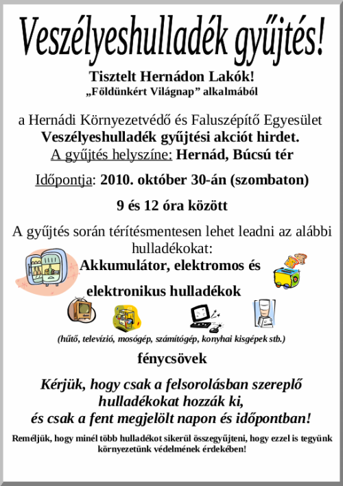 Veszélyeshulladék gyűjtés